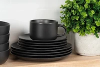 Matte Black Ceramic 16-pc. Dinnerware Set