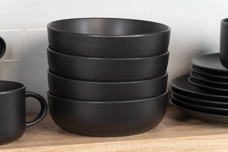Matte Black Ceramic 16-pc. Dinnerware Set