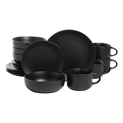 Matte Black Ceramic 16-pc. Dinnerware Set