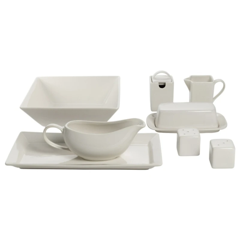 White Ceramic Square 40-pc. Dinnerware Set