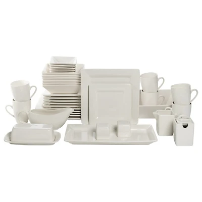 White Ceramic Square 40-pc. Dinnerware Set