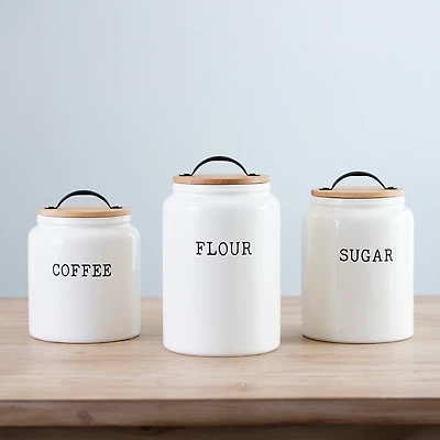 Farmhouse Embossed Kitchen Canisters, Set of 3