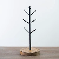 Metal and Pine Wood Mug Tree