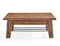 Honey Acacia Wood Coffee Table with Metal Bars
