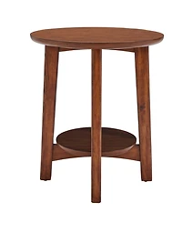 Warm Chestnut Wood Round Accent Table