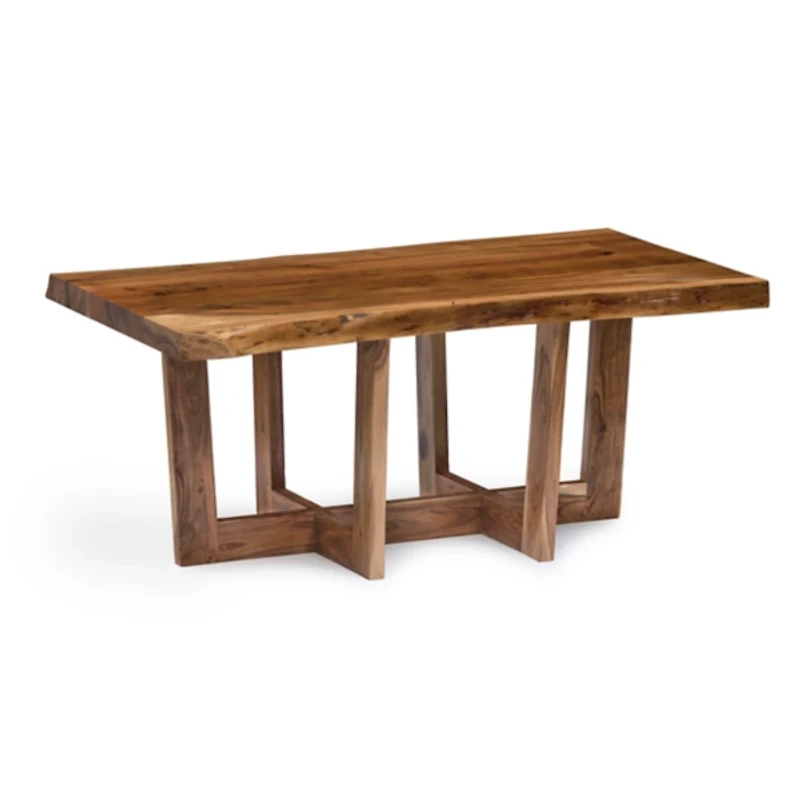 Live Edge Coffee Table with Crossed Legs, 42 in.