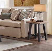 Natural Wood Sawhorse Accent Table