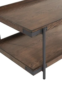 Mahogany Tray Top and Shelf Wood Accent Table