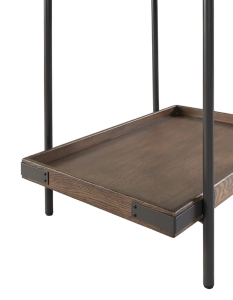 Mahogany Tray Top and Shelf Wood Accent Table