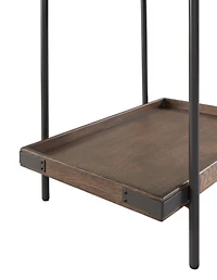 Mahogany Tray Top and Shelf Wood Accent Table