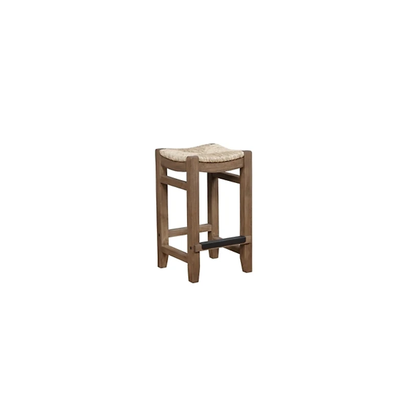 Twisted Seagrass and Wood Counter Stools, Set of 2