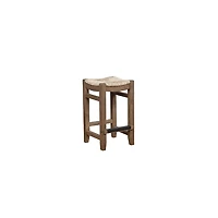 Twisted Seagrass and Wood Counter Stools, Set of 2