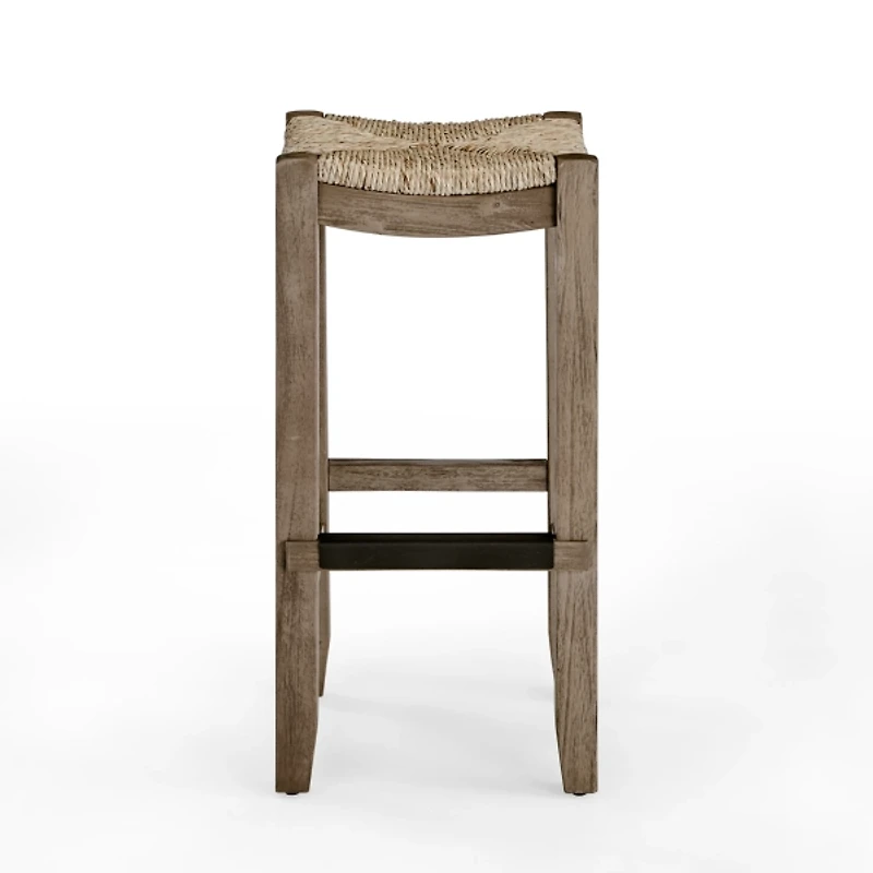 Twisted Seagrass and Wood Bar Stool