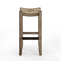 Twisted Seagrass and Wood Bar Stool