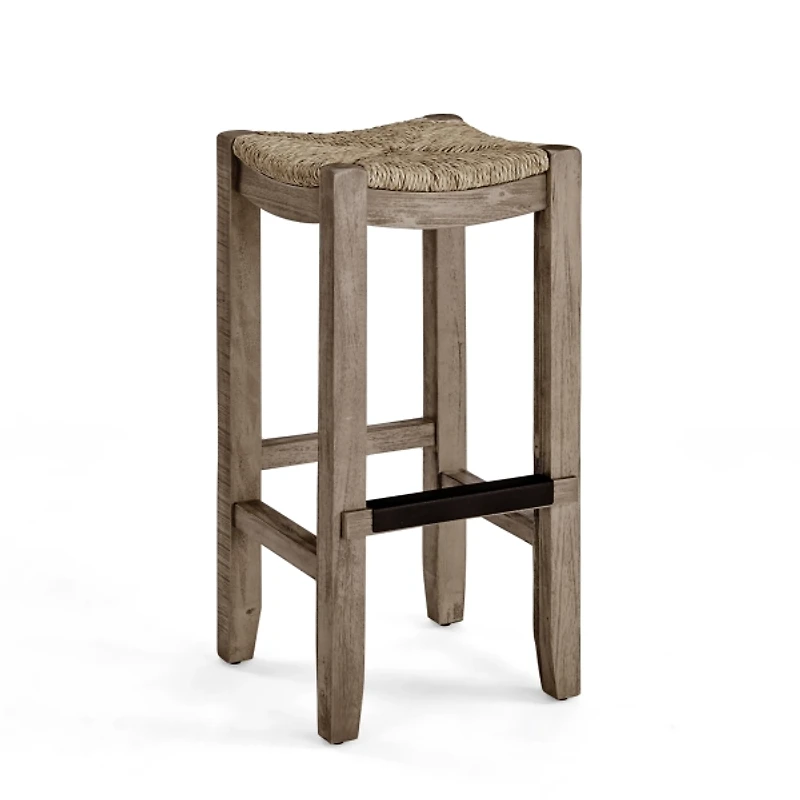 Twisted Seagrass and Wood Bar Stool