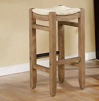Twisted Seagrass and Wood Bar Stool