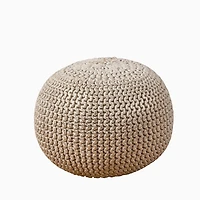 Ivory and Gold Foil Rope Twist Cotton Pouf