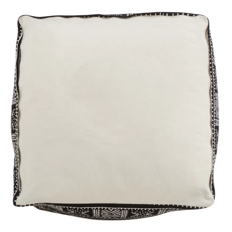 Black and White Mudcloth Cotton Pouf