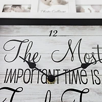White 12 Photo Frame Collage Family Time Clock