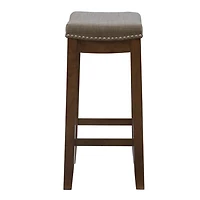 Walnut Wood Counter Stool with Gray Cushion