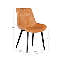 Faux Brown Leather Dining Chairs, Set of 2