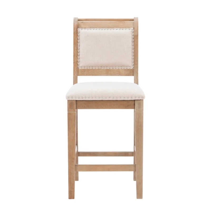 Natural Upholstered Wood Frame Counter Stool