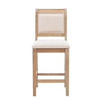Natural Upholstered Wood Frame Counter Stool
