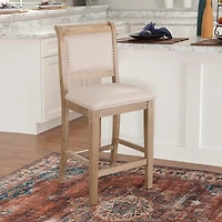 Natural Upholstered Wood Frame Counter Stool