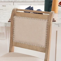 Natural Upholstered Wood Frame Counter Stool