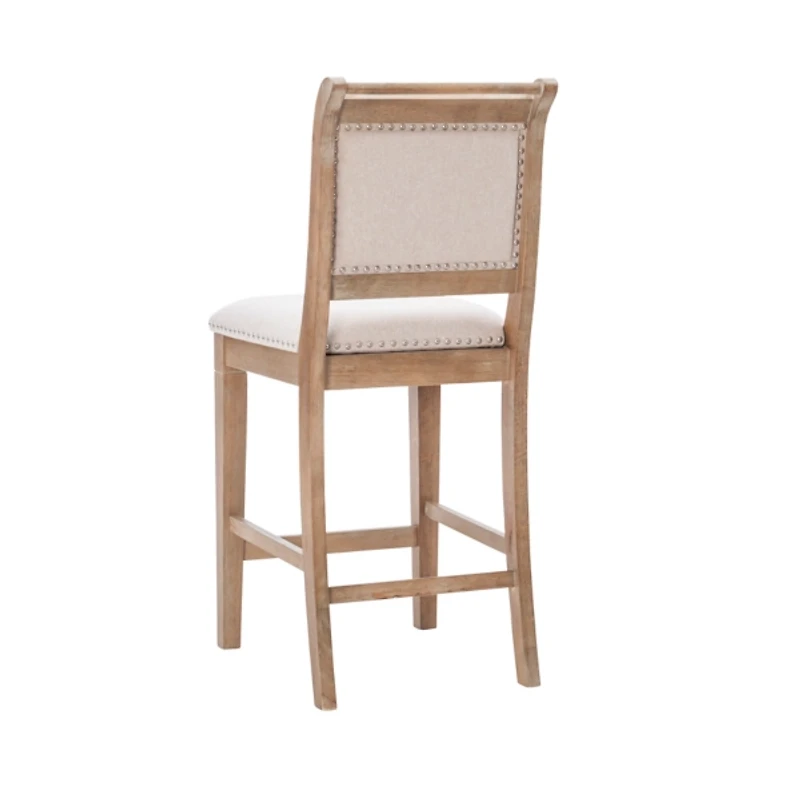 Natural Upholstered Wood Frame Counter Stool
