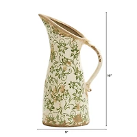 Shabby Chic Floral Scroll Pitcher Vase