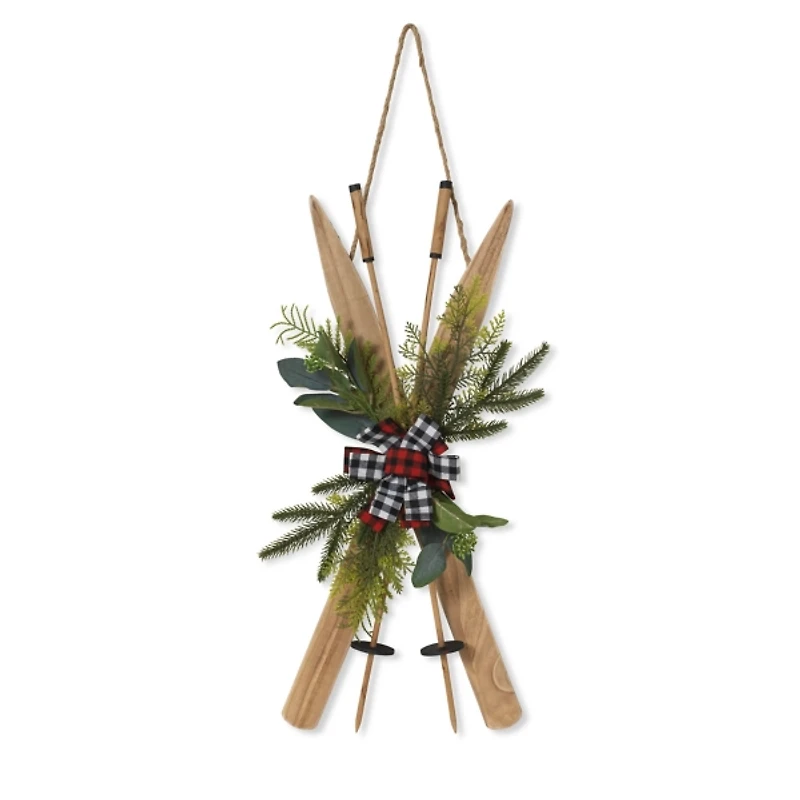 Winter Greenery Ski Wall Plaque
