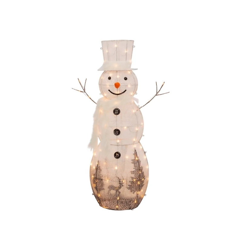 Pre-Lit White Reindeer Motif Christmas Snowman