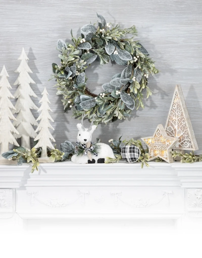 Pre-Lit White Wood A-Frame Tree