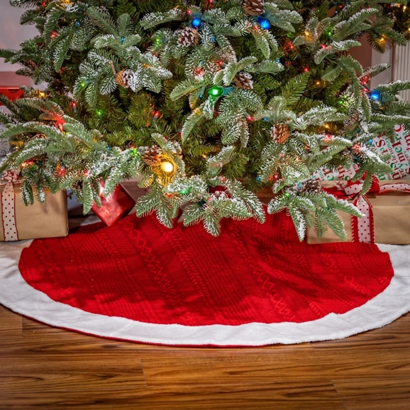 Red and White Pom Pom Tree Skirt