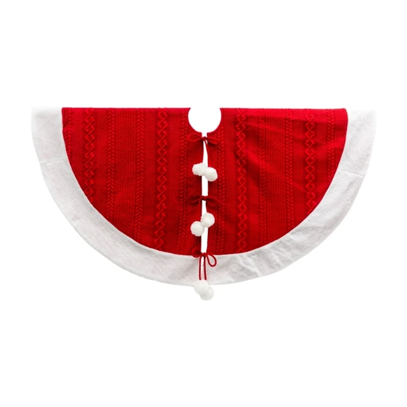 Red and White Pom Pom Tree Skirt