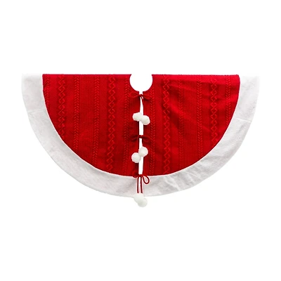 Red and White Pom Pom Tree Skirt