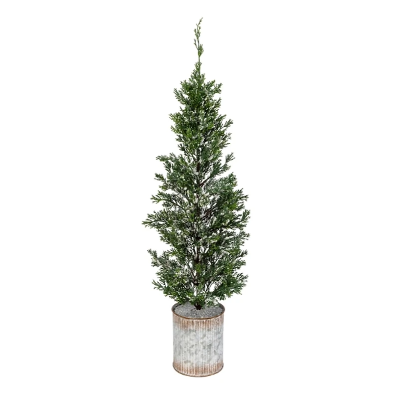 Galvanized Bucket Snowy Christmas Tree, 35 in.