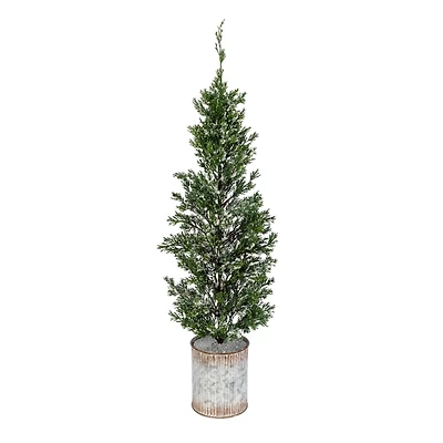 Galvanized Bucket Snowy Christmas Tree, 35 in.