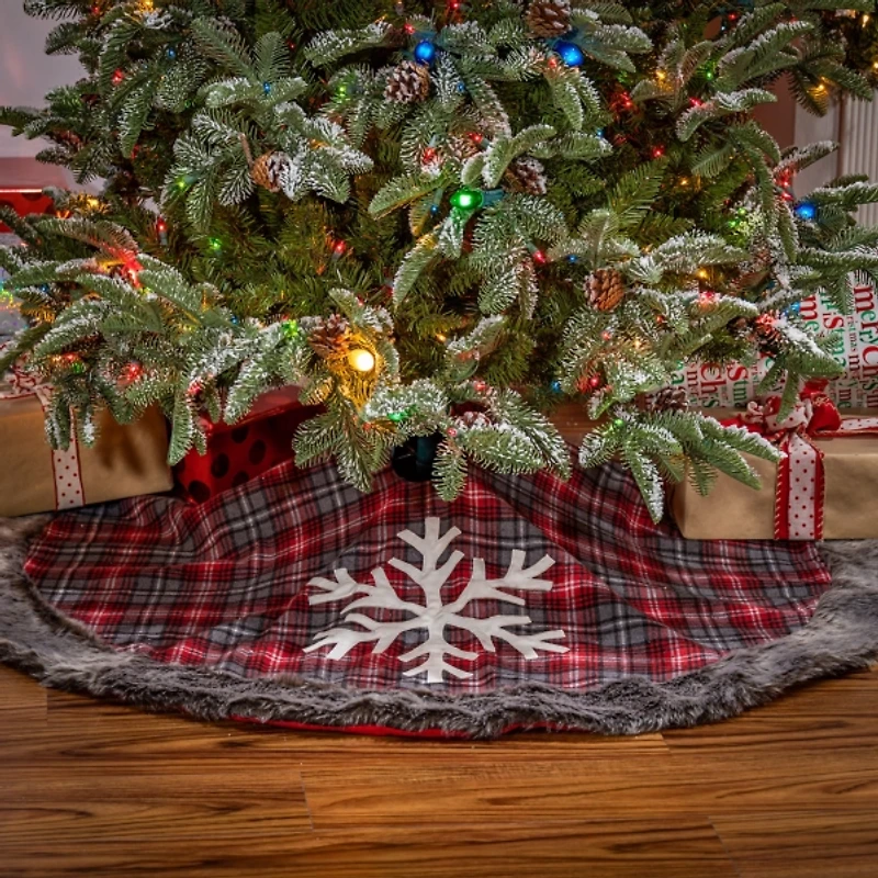 Red and Black Buffalo Plaid Christmas Tree Skirt