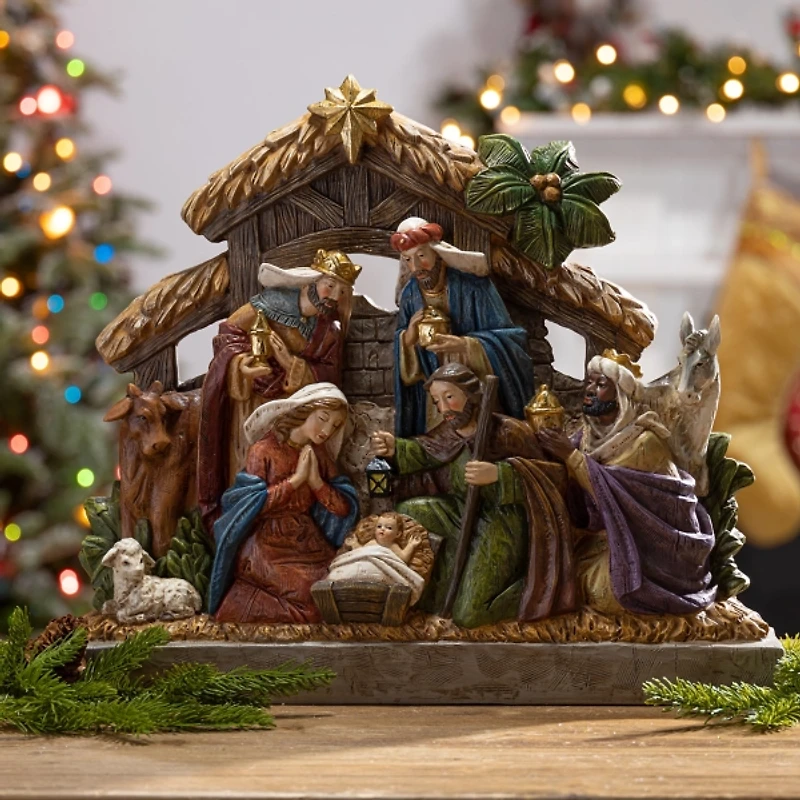 Pre-Lit Holy Family Stable Christmas Nativity