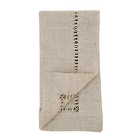 Natural Tan Hemstitch Boarder Napkins, Set of 12