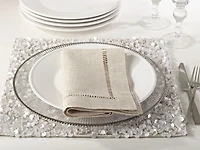 Natural Tan Hemstitch Boarder Napkins, Set of 12