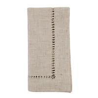 Natural Tan Hemstitch Boarder Napkins, Set of 12