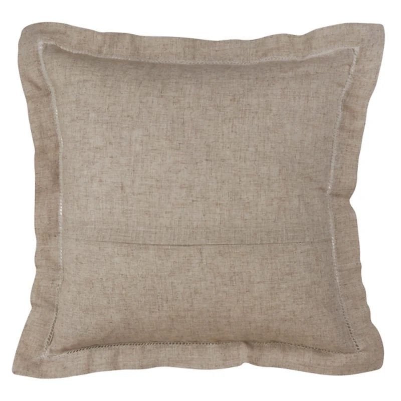 Natural Rustic Hemstitched Throw Pillow