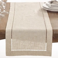 Sand Beige Hemstitch Border Table Runner