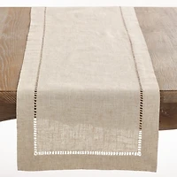Sand Beige Hemstitch Border Table Runner