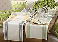 Spring Green Striped Border Table Runner
