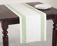 Spring Green Striped Border Table Runner
