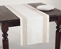Natural Striped Border Table Runner